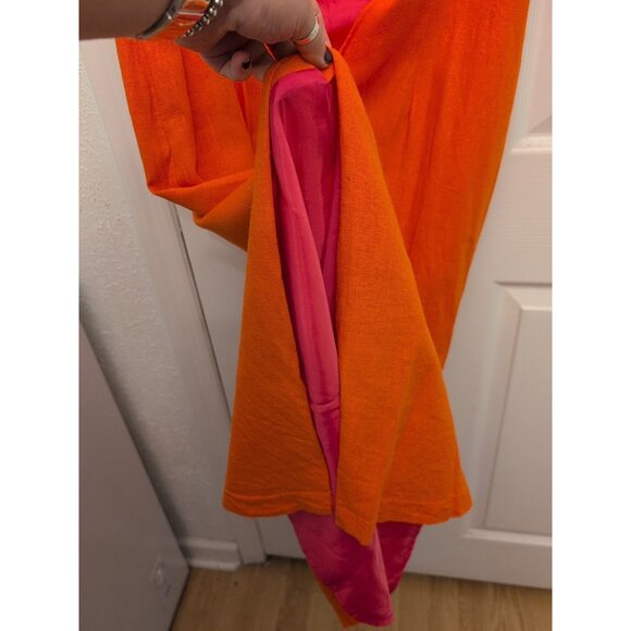 Studio C Maxi Sheath Dress Sz 16 Linen Blend Back Zip Orange Embroidered Y2K Vtg - Picture 8 of 8